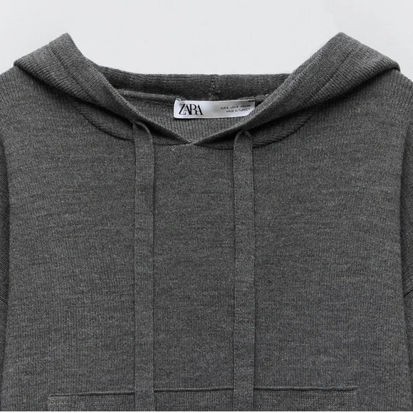 ZARA Hooded Crop Kangaroo Sweatshirt Hoodie M - Picture 3 of 15